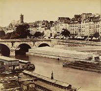  Paris, le pont Marie et le quai des Célestins vus du quai d'Anjou ,  Charles Nègre